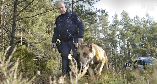 BRA NOS Scooby Doo med Magnus Gustafsson, här på övning, är ett rutinerat par som blivit finska mästare i narkotikasök tidigare.