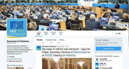 SPREDS SNABBT Ett foto av Christian Pleijel och kontentan i hans inlägg på EESC-mötet på Malta lades direkt ut på Twitter.