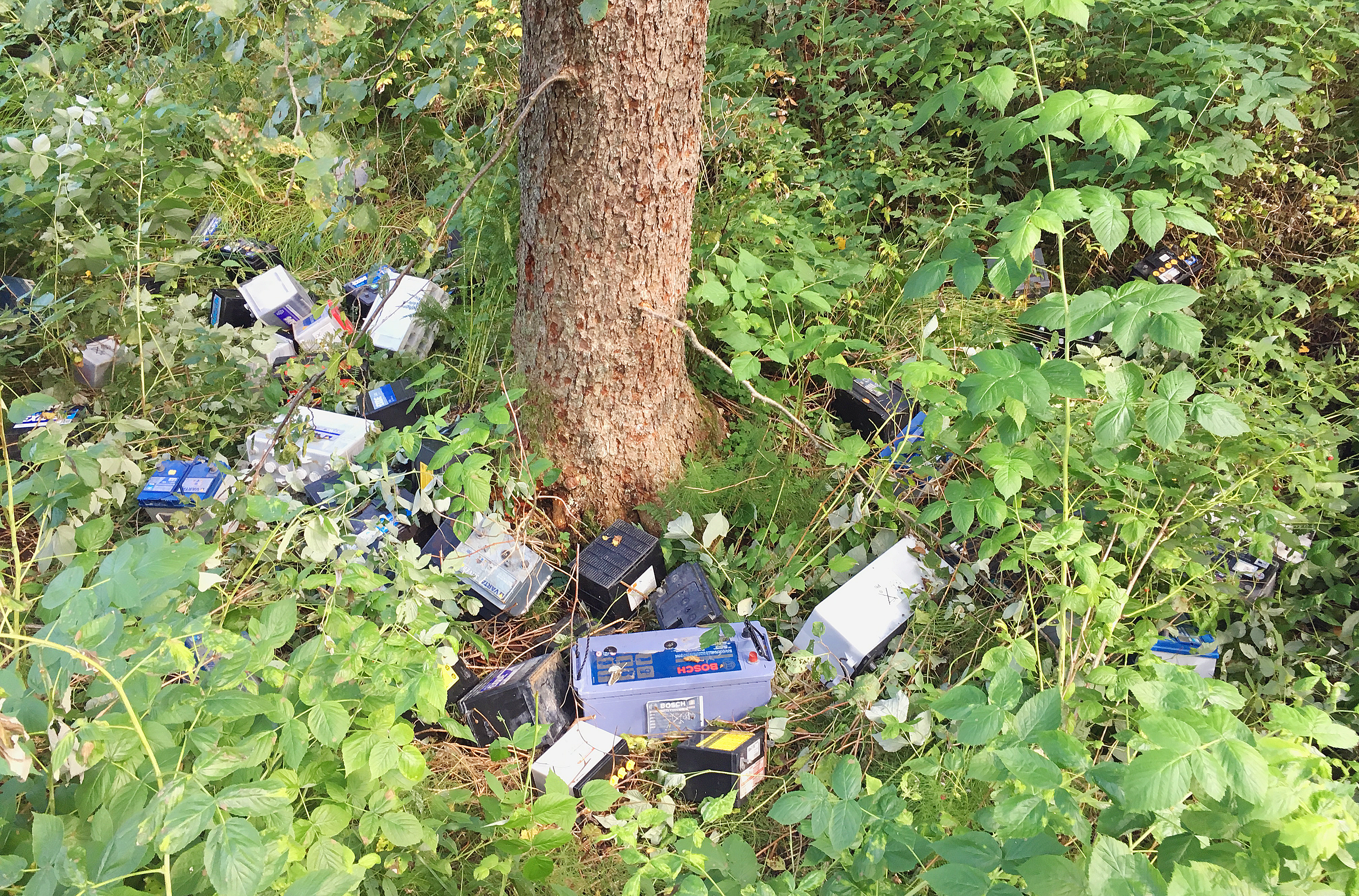 Olagligt batterifynd anmäldes till polisen