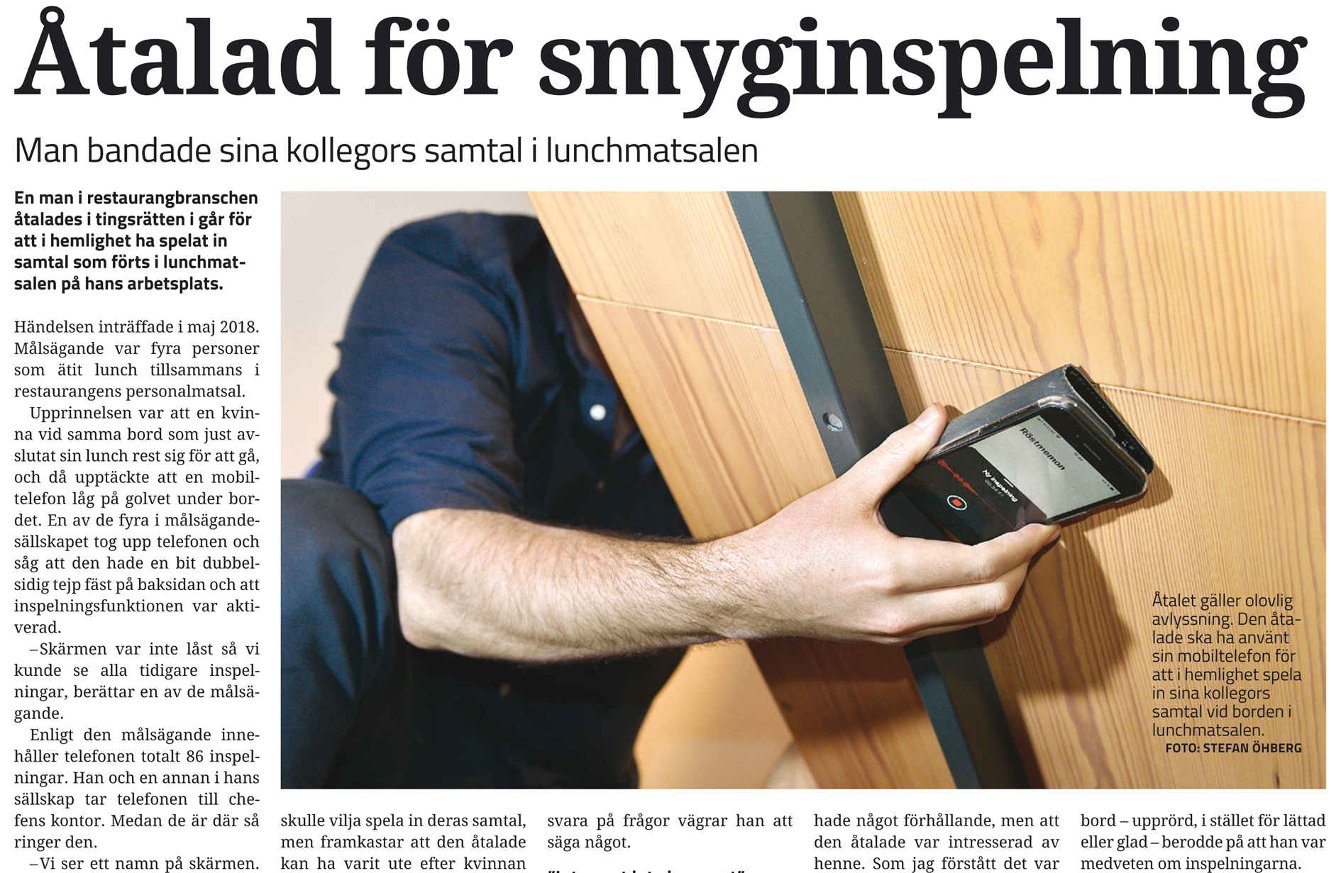 Dryga böter för smyginspelning