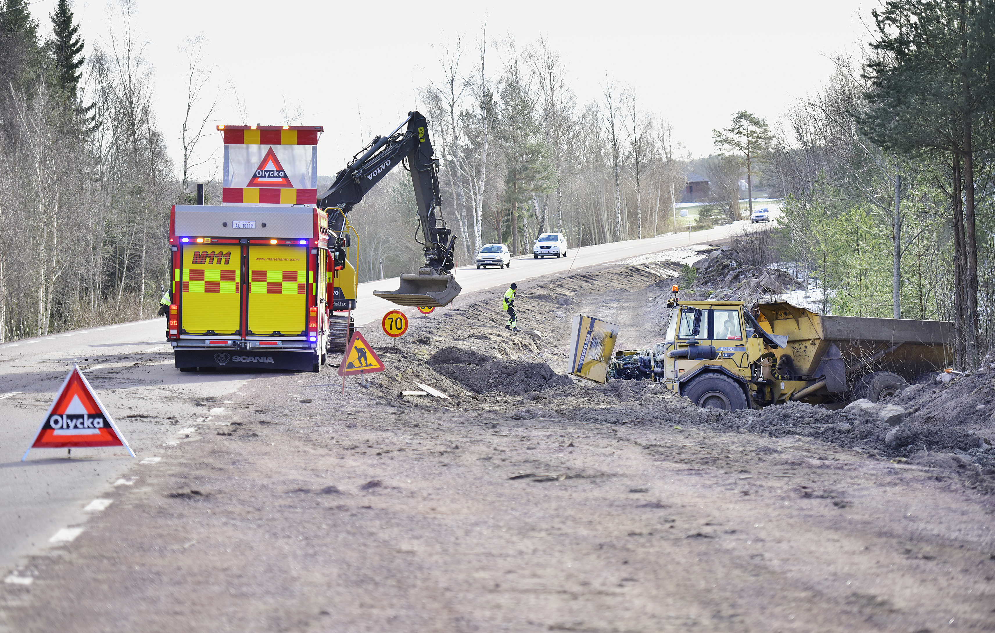 Fordonsbrand orsakade strömavbrott i Lemland
