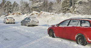 Tre bilar i olycka i Lemland