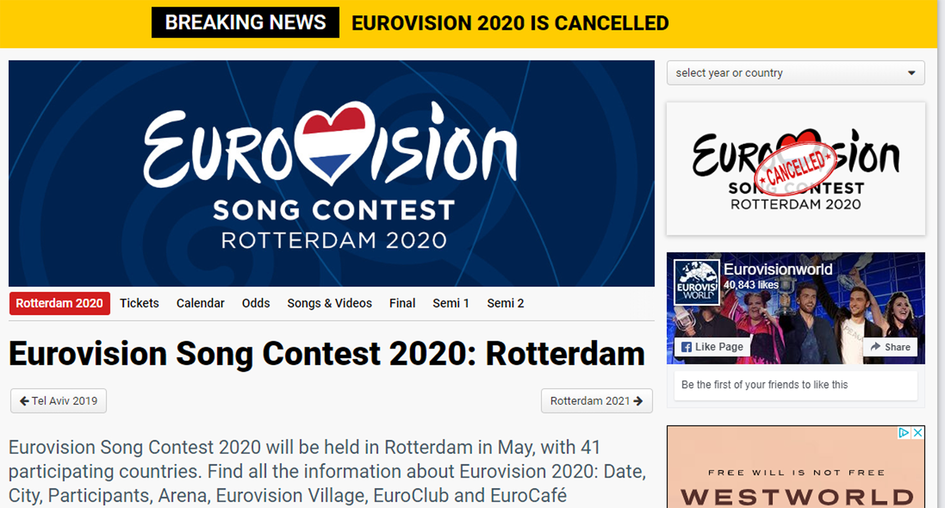 Ingen Eurovision i maj