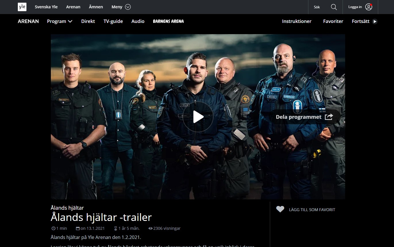 Snart premiär för serien Ålands hjältar