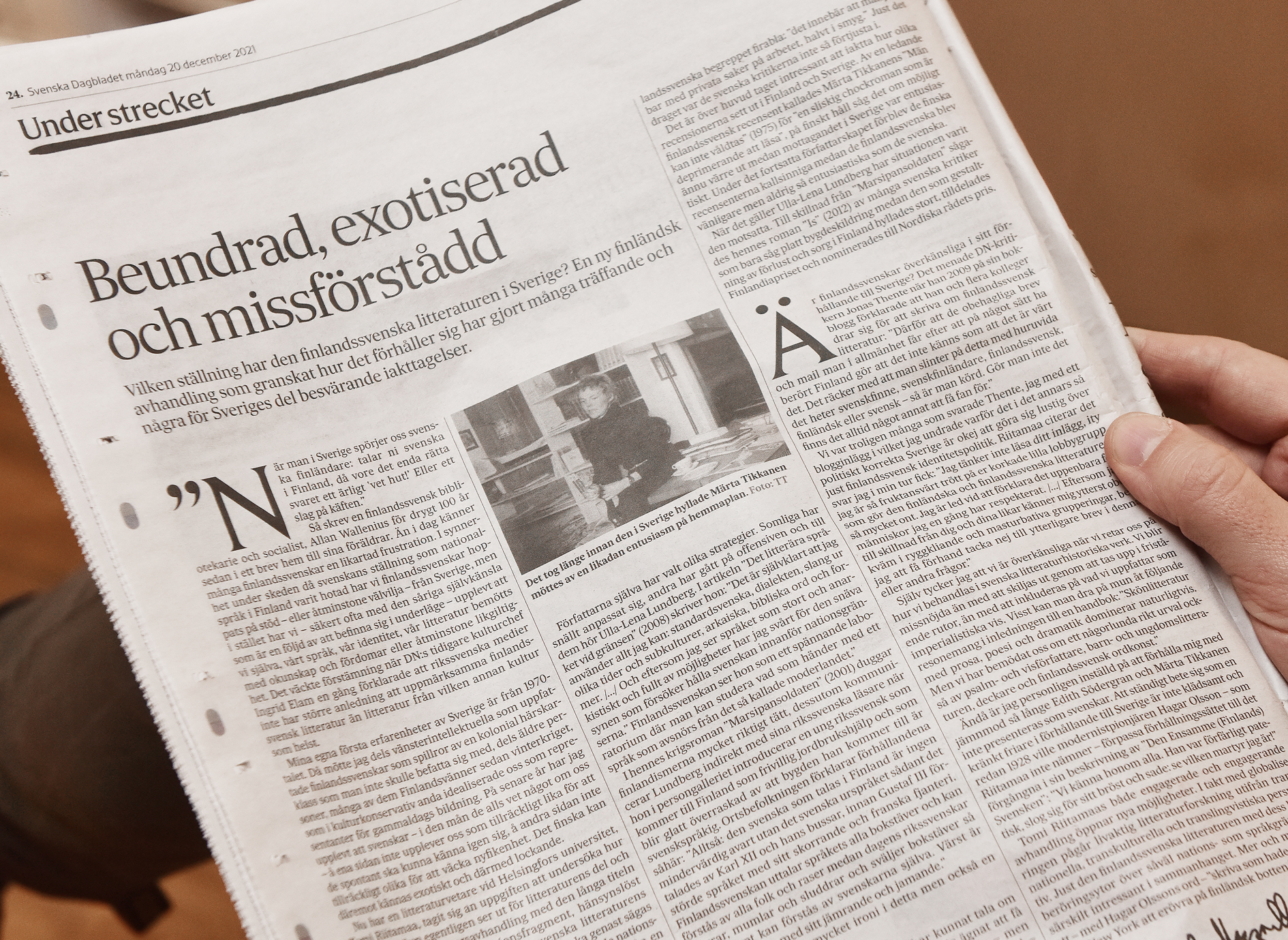 Riitamaas avhandling uppmärksammas stort i SvD