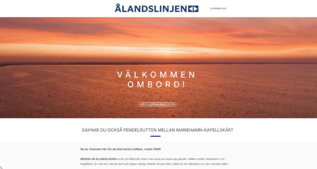 Ålandslinjen tar nästa steg mot kortrutt – lanserar hemsida och intresseanmälan